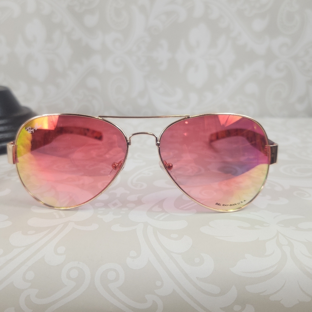 Ray-Ban B L Pink Aviator Sunglasses With Floral Earpieces